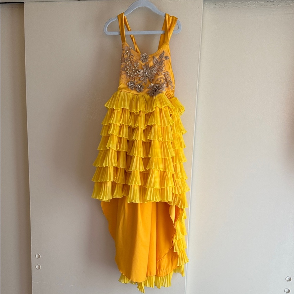 Elegant Yellow Ruffled Kids Dress